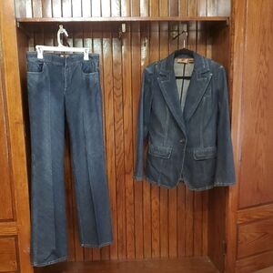 DANA BUCHMA Denim Blazer SIZE 6 and Pants SIZE 8 PANTS Set